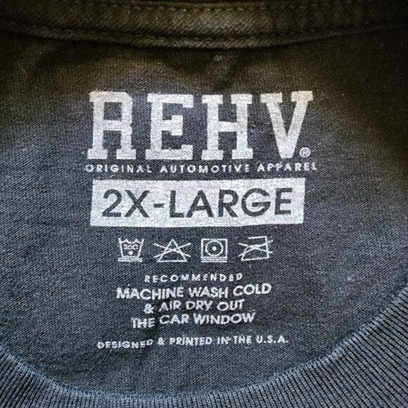 REHV Men's T-Shirt Graphic Print Short Sleeve Black Size 2XL - Picture 7 of 7